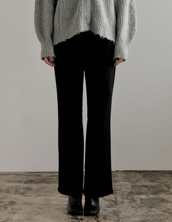 [2024 AUTUMN PRE ORDER][MEISM by Re:EDIT][低身長/高身長サイズ有]ストレッチフロントジップセミフレアパンツ パンツ 人気レディースファッション通販 リエディ