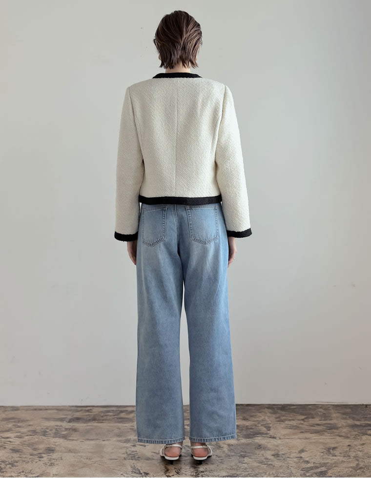 今季新品Re:EDIT MEISM⭐️ツイードライクバイカラージャケット ツイードライクバイカラージャケット - ジャケット/アウター通販