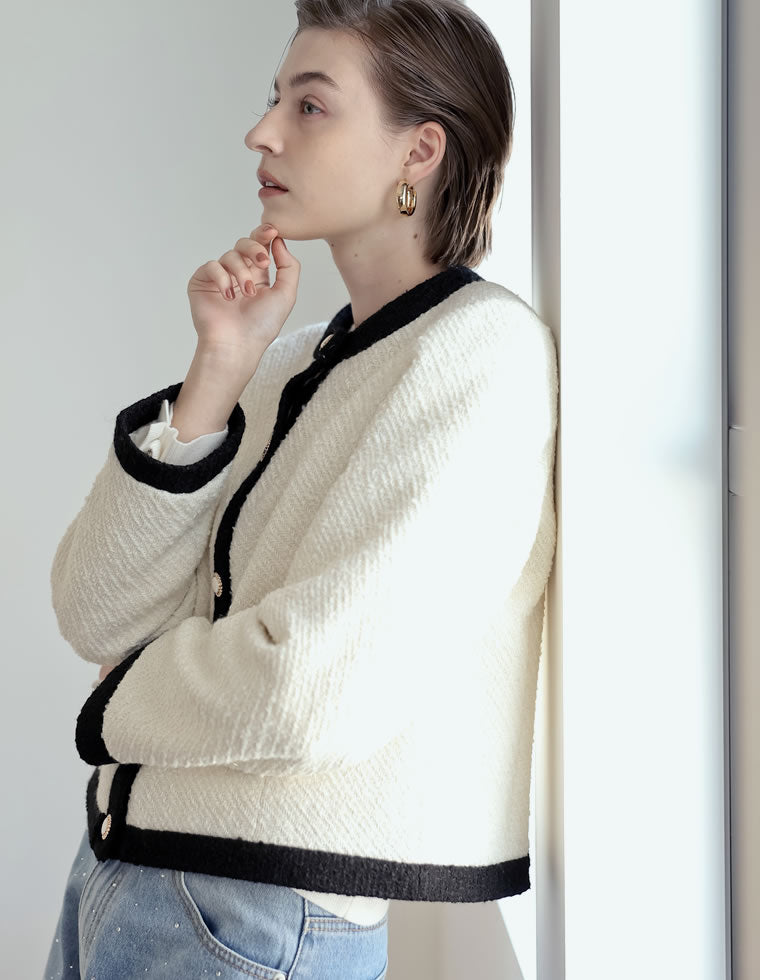 ツイードライクバイカラージャケット - ジャケット/アウター通販