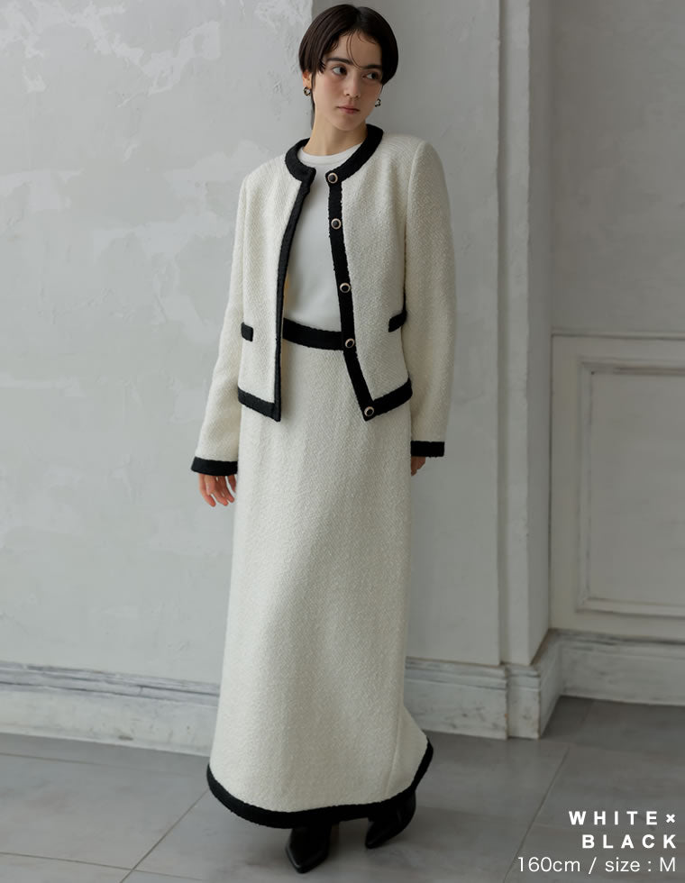 ツイードライクバイカラージャケット - ジャケット/アウター通販