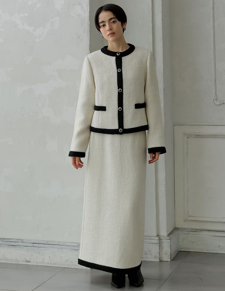 ツイードライクバイカラージャケット - ジャケット/アウター通販