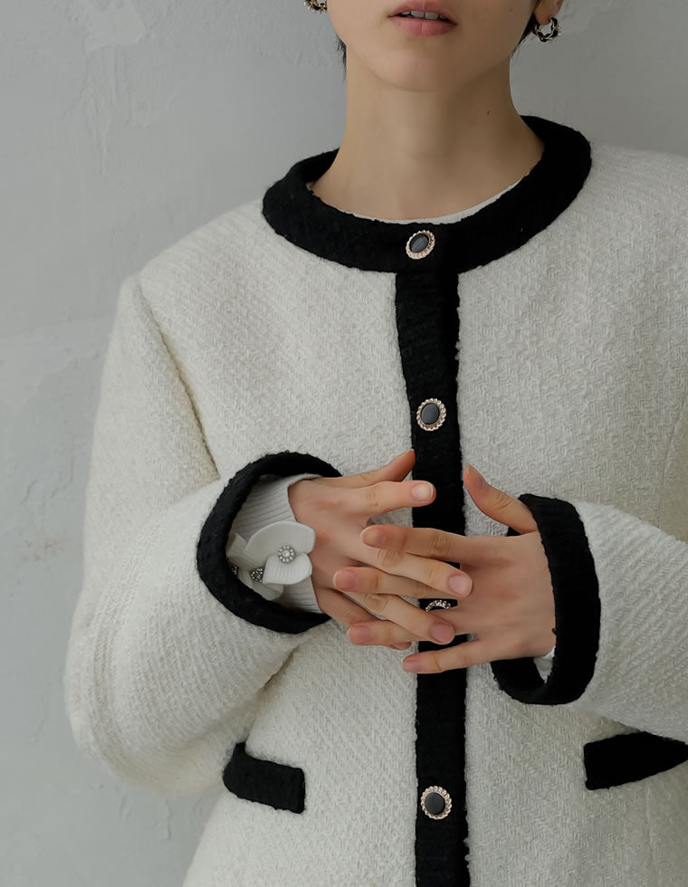 ツイードライクバイカラージャケット - ジャケット/アウター通販