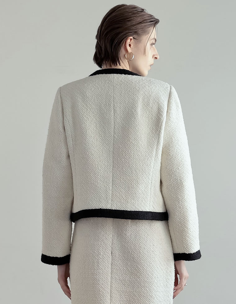 ツイードライクバイカラージャケット - ジャケット/アウター通販