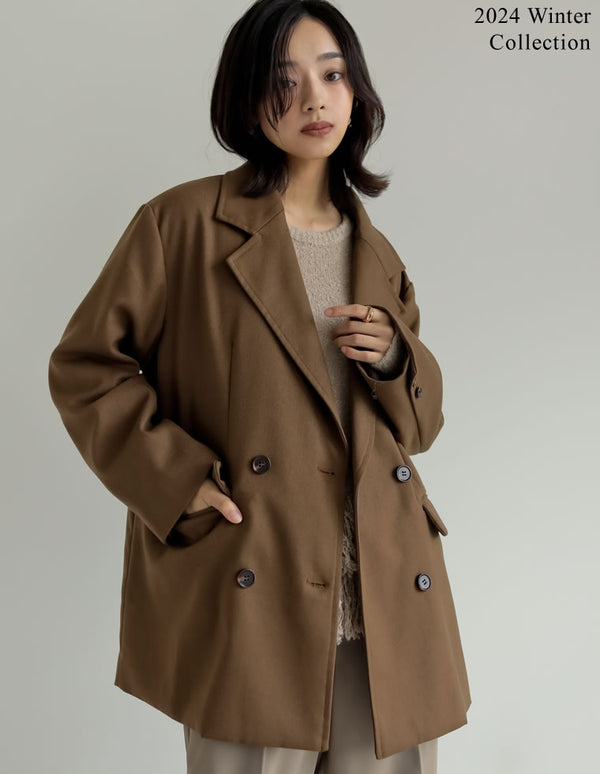 [2024-25 WINTER COLLECTION]ウール混チェックor無地ミドルコート