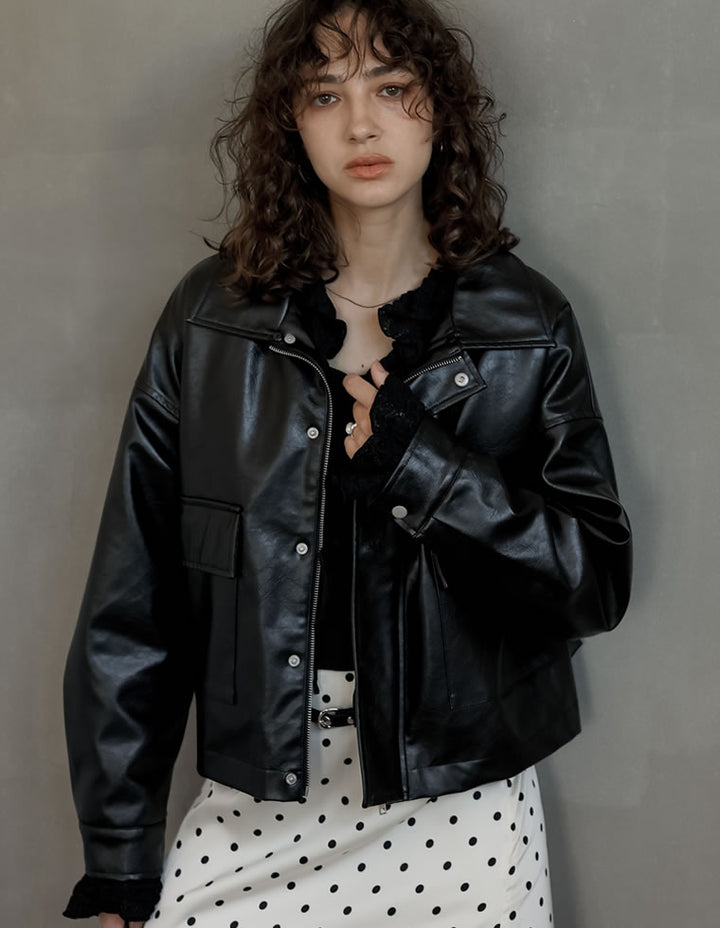 【アウターフェア！ポイント10%還元】【TIME SALE 10%OFF】[裏ファー]2WAYヴィンテージライクファー付フェイクレザージャケット ジャケット/アウター 人気レディースファッション通販 リエディ