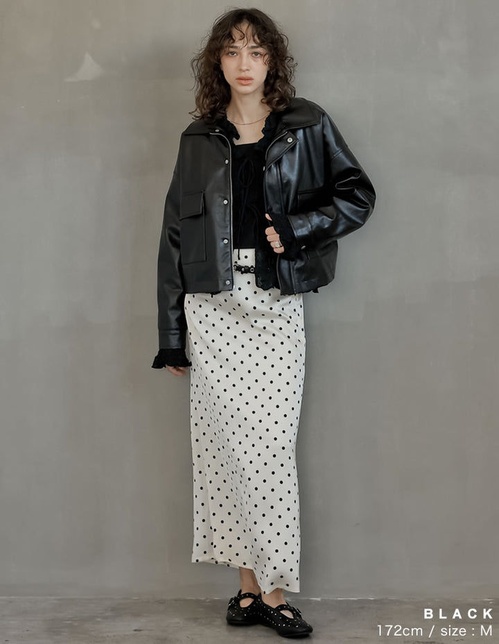 [2024-25 WINTER COLLECTION]2WAYヴィンテージライクファー付フェイクレザージャケット ジャケット/アウター 人気レディースファッション通販 リエディ