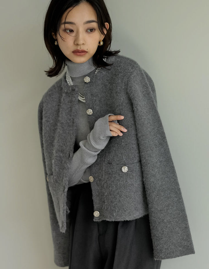 【アウターフェア！ポイント10%還元】【TIME SALE 10%OFF】[2025AW COLLECTION][入卒式 セレモニー]ニットゴールドボタンショートコート ジャケット/アウター 人気レディースファッション通販 リエディ