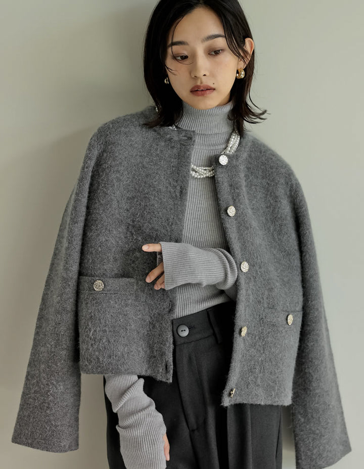 【アウターフェア！ポイント10%還元】【TIME SALE 10%OFF】[2025AW COLLECTION][入卒式 セレモニー]ニットゴールドボタンショートコート ジャケット/アウター 人気レディースファッション通販 リエディ