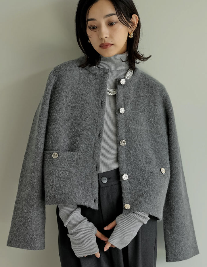 【アウターフェア！ポイント10%還元】【TIME SALE 10%OFF】[2025AW COLLECTION][入卒式 セレモニー]ニットゴールドボタンショートコート ジャケット/アウター 人気レディースファッション通販 リエディ