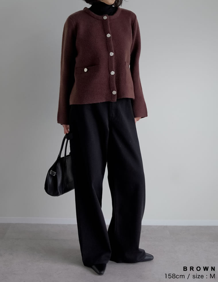 起毛ニットゴールドボタンカーディガン - ジャケット/アウター通販