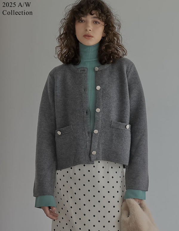 [2025AW COLLECTION][入卒式 セレモニー]ニットゴールドボタンショートコート