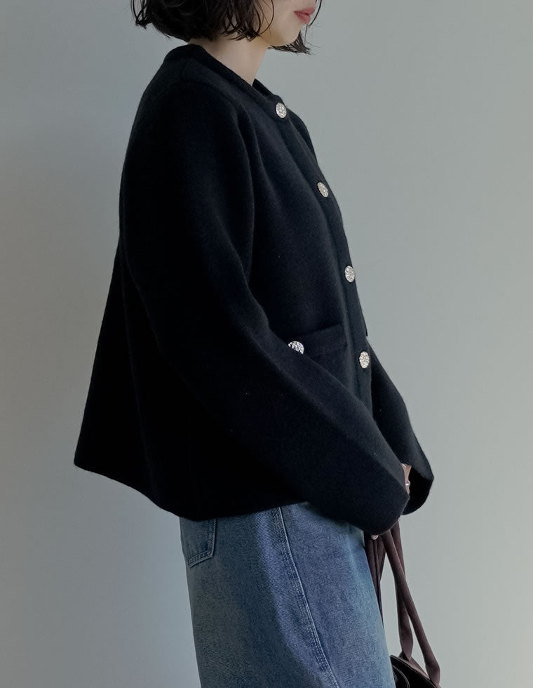 起毛ニットゴールドボタンカーディガン - ジャケット/アウター通販