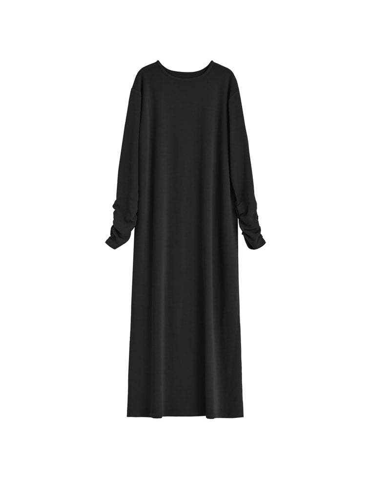 裏微起毛リブカットソー袖ギャザーワンピース - ワンピース通販 | 人気