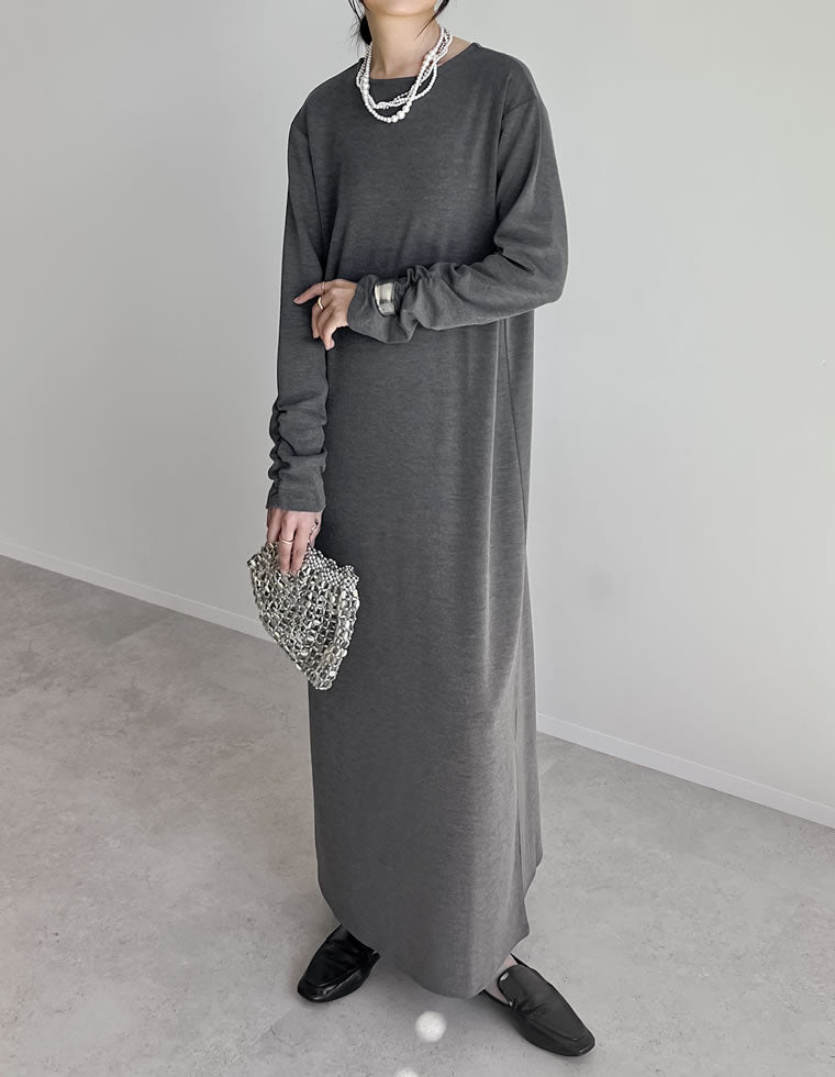 裏微起毛リブカットソー袖ギャザーワンピース - ワンピース通販 | 人気