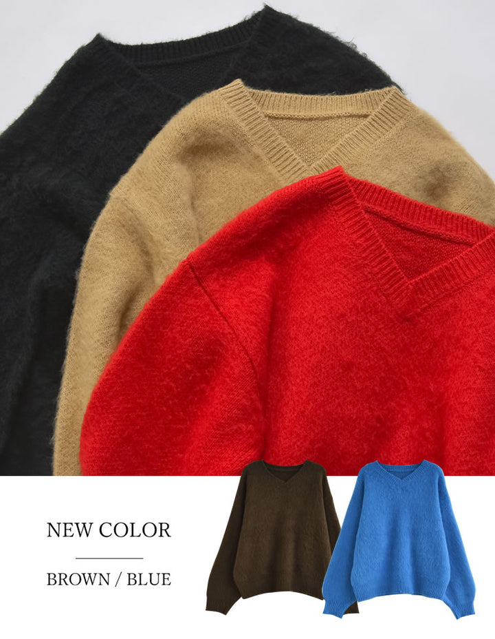 [新色追加]モヘアライクVネックニットトップス トップス 人気レディースファッション通販 リエディ