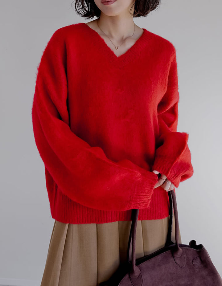 [新色追加]モヘアライクVネックニットトップス トップス 人気レディースファッション通販 リエディ