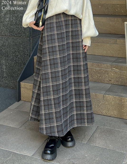 [2024-25 WINTER COLLECTION][低身長サイズ有]起毛チェックフレアスカート スカート 人気レディースファッション通販 リエディ