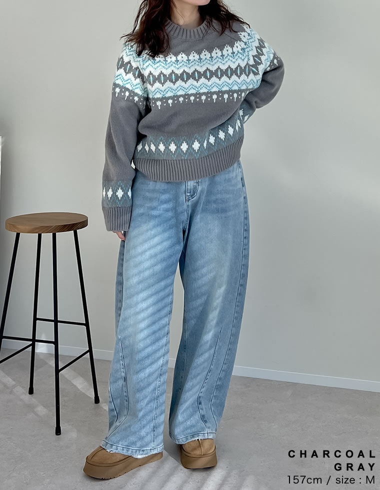 ノルディック柄ニットプルオーバー - トップス通販 | 人気レディース