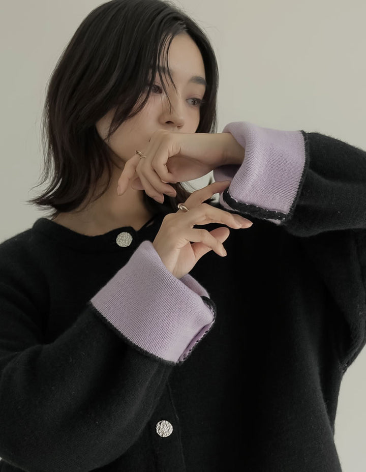 【TIME SALE 15%OFF】バイカラー金釦起毛ニットコート ジャケット/アウター 人気レディースファッション通販 リエディ