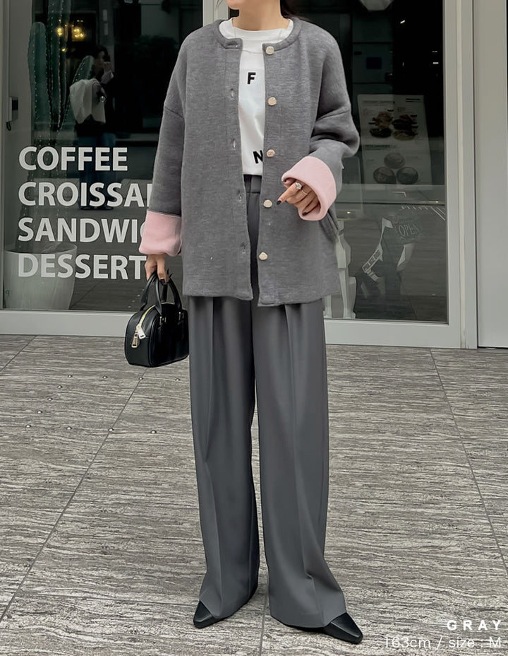 【TIME SALE 15%OFF】バイカラー金釦起毛ニットコート ジャケット/アウター 人気レディースファッション通販 リエディ