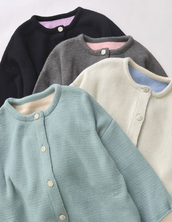 【TIME SALE 15%OFF】バイカラー金釦起毛ニットコート ジャケット/アウター 人気レディースファッション通販 リエディ