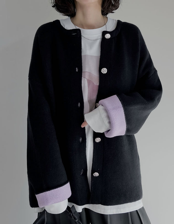 【TIME SALE 15%OFF】バイカラー金釦起毛ニットコート ジャケット/アウター 人気レディースファッション通販 リエディ