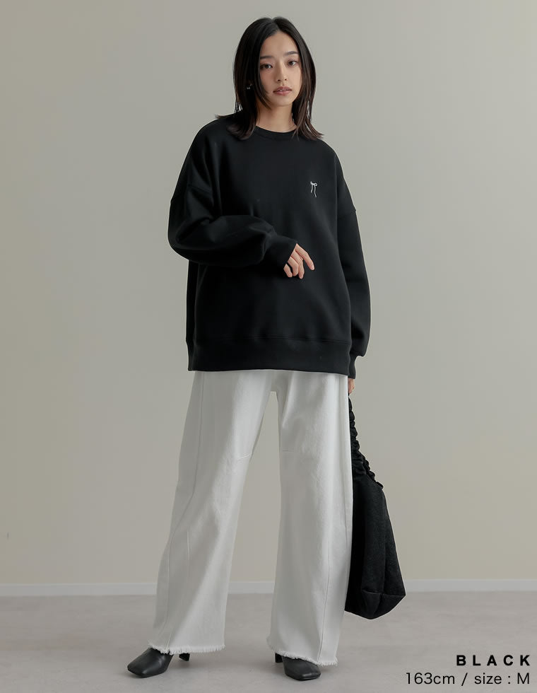 裏起毛ワンポイント刺繍スウェット - トップス通販 | 人気レディース