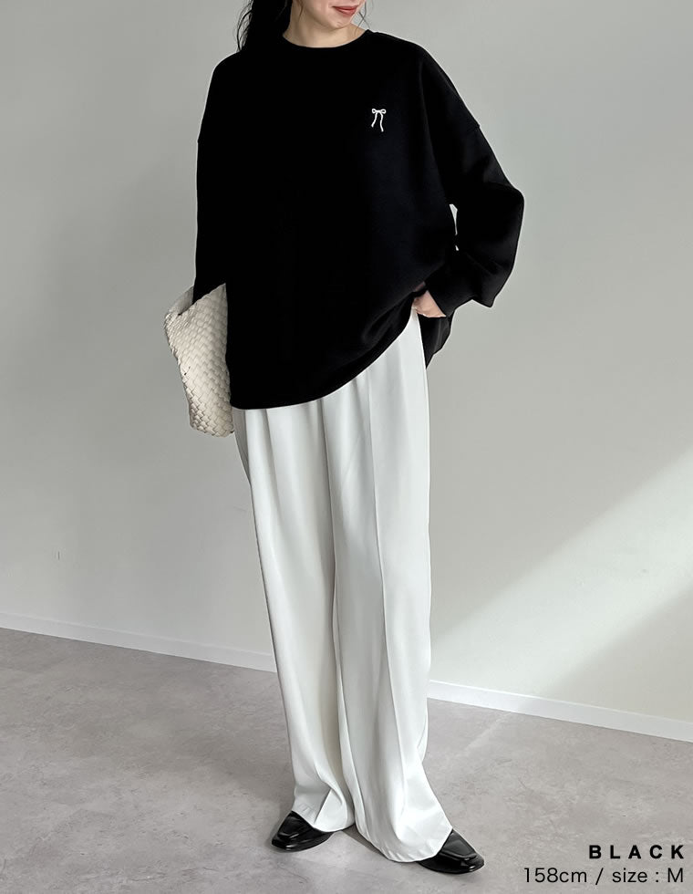 裏起毛ワンポイント刺繍スウェット - トップス通販 | 人気レディース