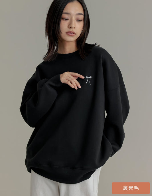 裏起毛ハートorリボンワンポイント刺繍スウェット トップス 人気レディースファッション通販 リエディ