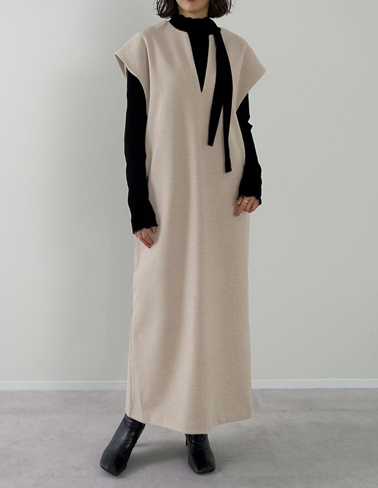 圧縮ニットソーキーネックワンピース - ワンピース通販 | 人気