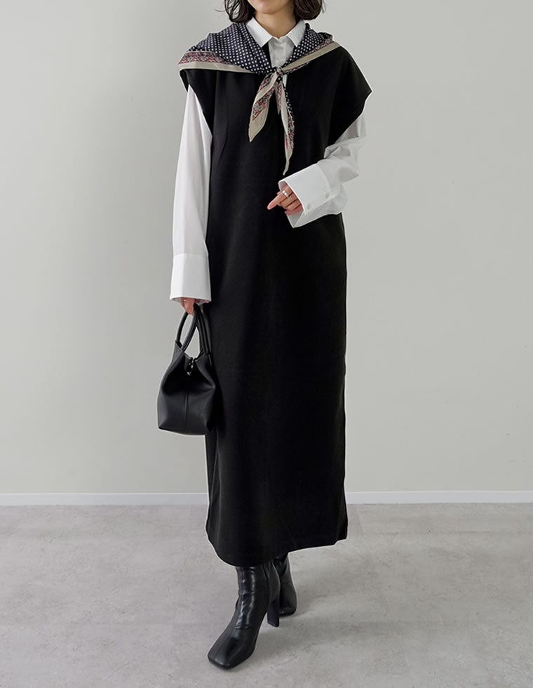 圧縮ニットソーキーネックワンピース - ワンピース通販 | 人気