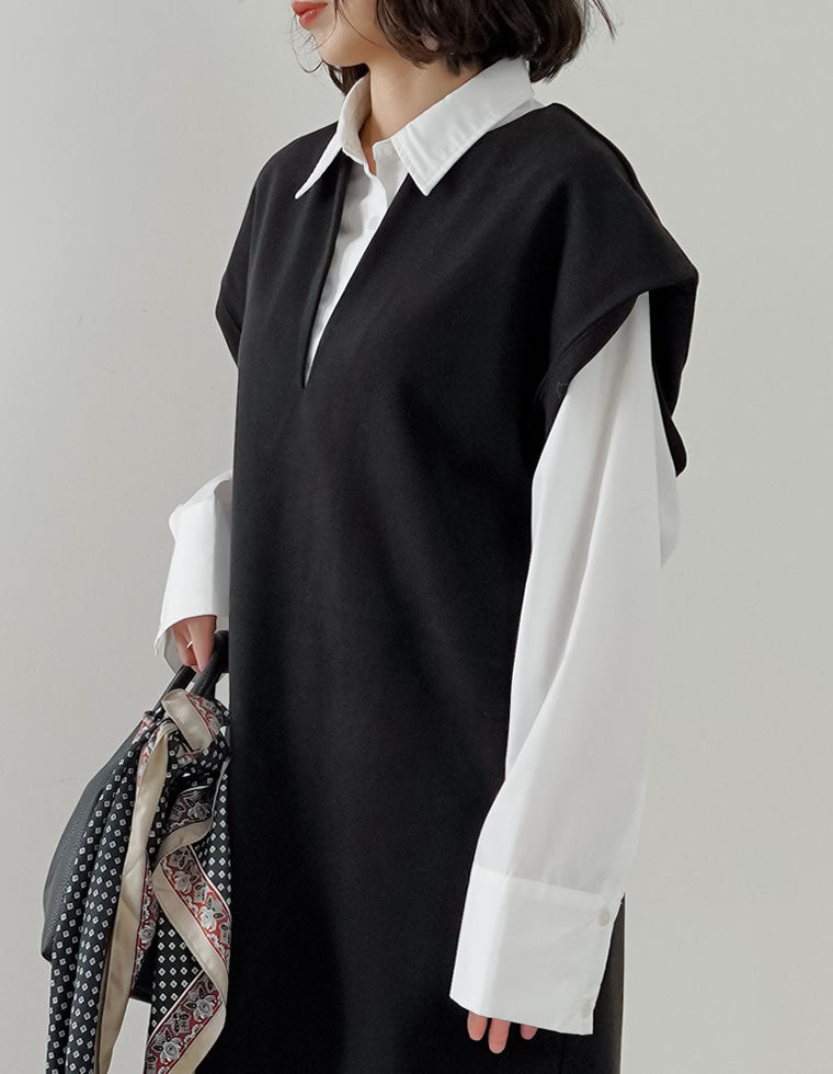 圧縮ニットソーキーネックワンピース - ワンピース通販 | 人気