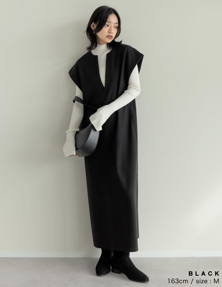 圧縮ニットソーキーネックワンピース - ワンピース通販 | 人気