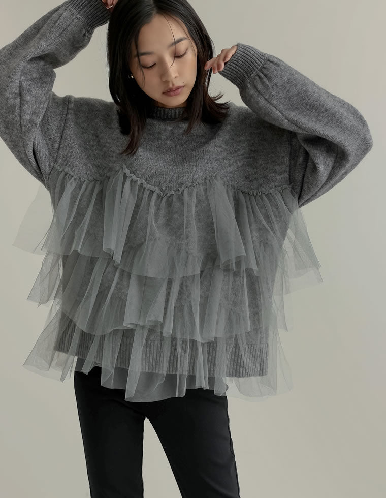 チュールモヘアタッチニットプルオーバー - トップス通販 | 人気