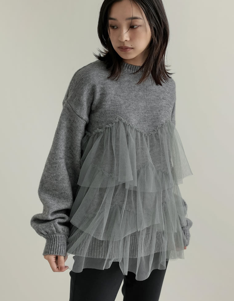 チュールモヘアタッチニットプルオーバー - トップス通販 | 人気