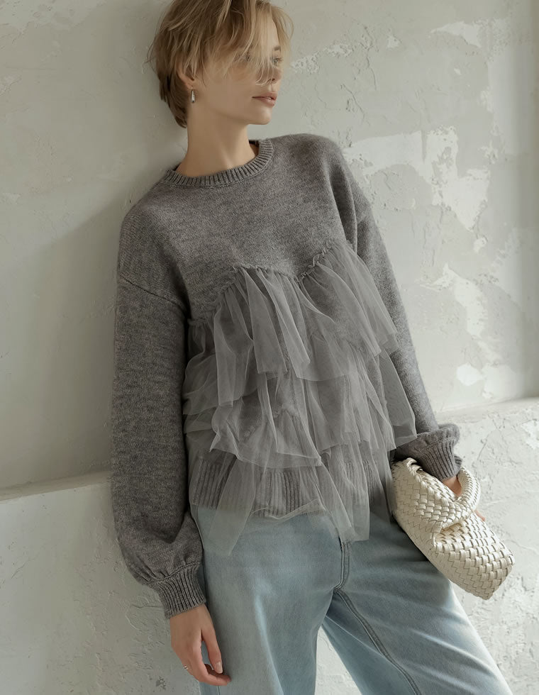 チュールモヘアタッチニットプルオーバー - トップス通販 | 人気