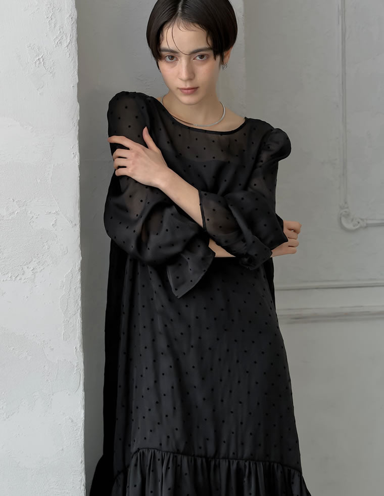 新品✨DAMA collection フロッキーオーガンジーチュニック　13号 フロッキーオーガンジーロングワンピース - ワンピース通販 | 人気