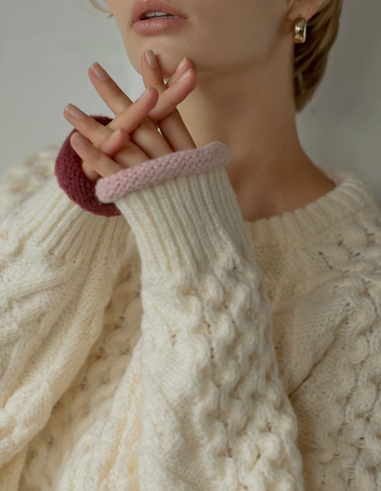 NKNIT ハートケーブルニット Re:EDIT ニット セーター 「2024-25 WINTER COLLECTION」配色