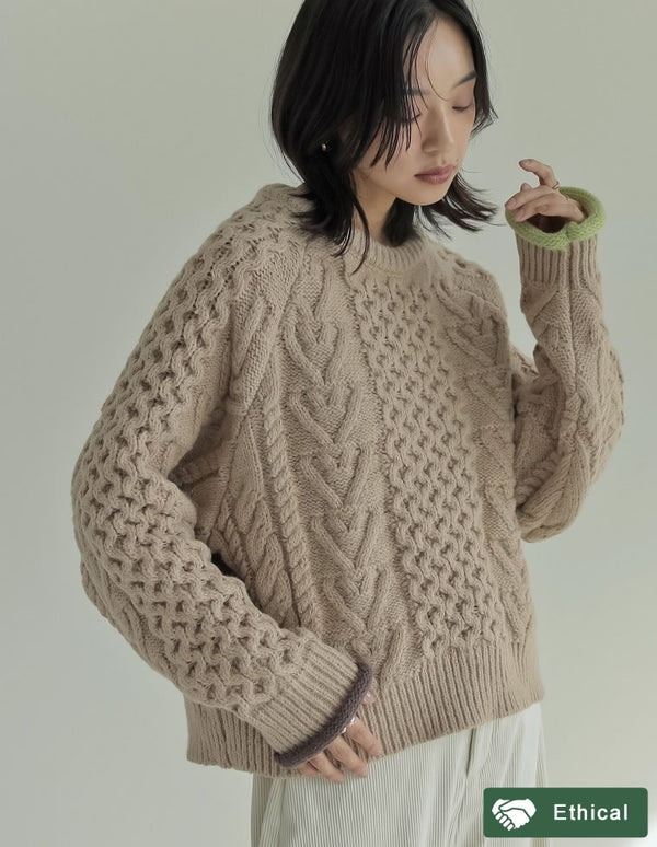 【TIME SALE 25%OFF】[2024-25 WINTER COLLECTION]配色ハートケーブルニット