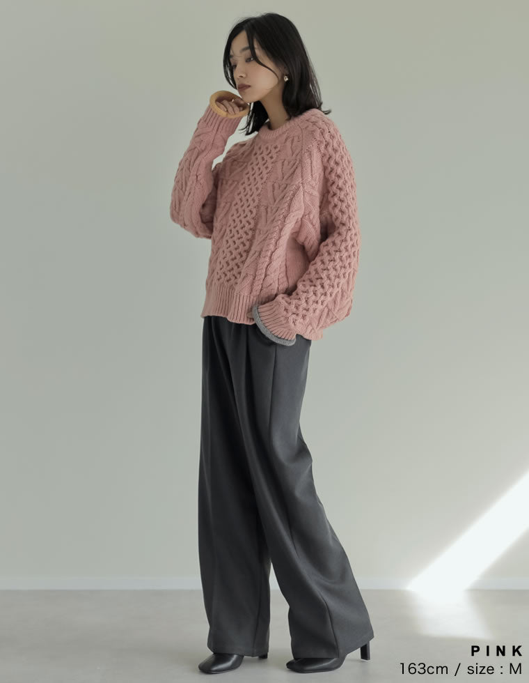 NKNIT ハートケーブルニット Re:EDIT ニット セーター 「2024-25 WINTER COLLECTION」配色