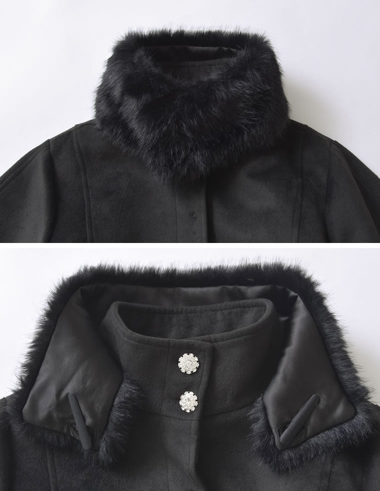 ウールライクファーティペット付きコート - ジャケット/アウター通販