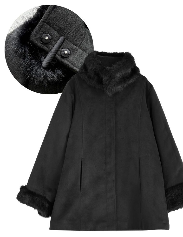 ウールライクファーティペット付きコート - ジャケット/アウター通販