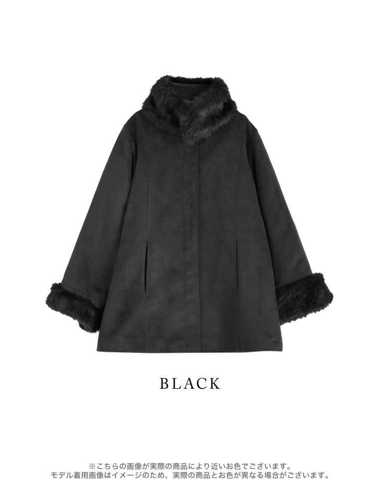 ウールライクファーティペット付きコート - ジャケット/アウター通販