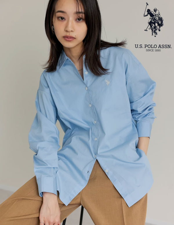 [U.S. POLO ASSN.][別注]レギュラーカラー長袖チュニックシャツ[mb]