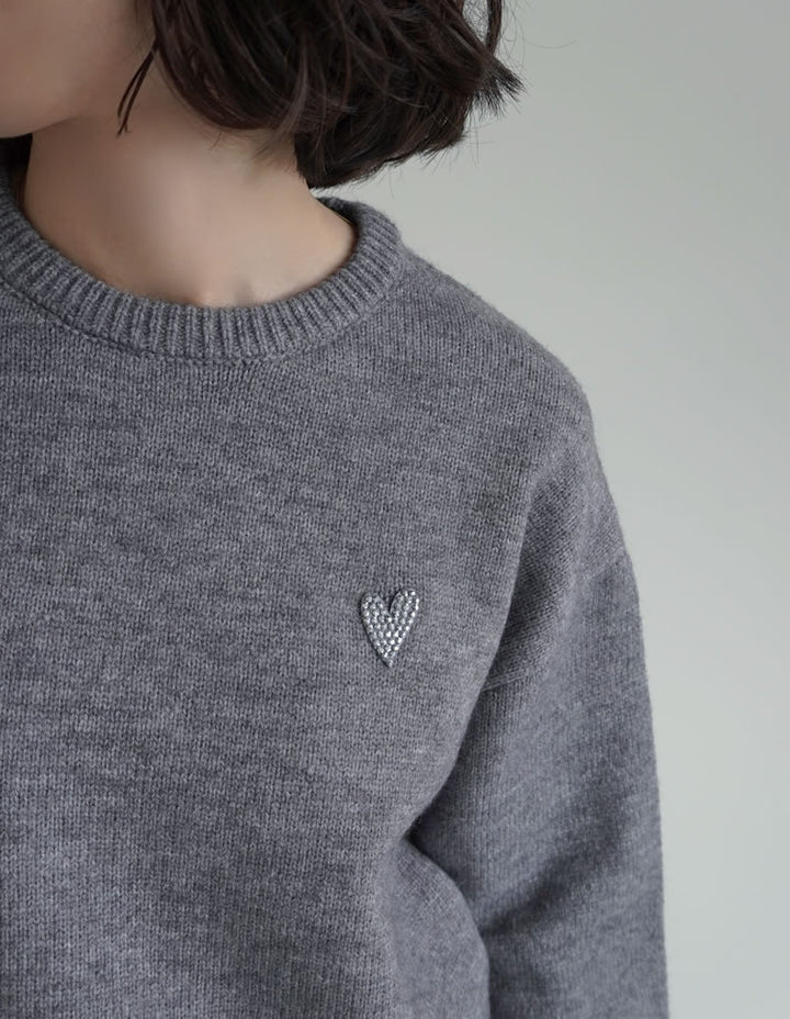 アルパカタッチハートワッペン付きニットトップス トップス 人気レディースファッション通販 リエディ