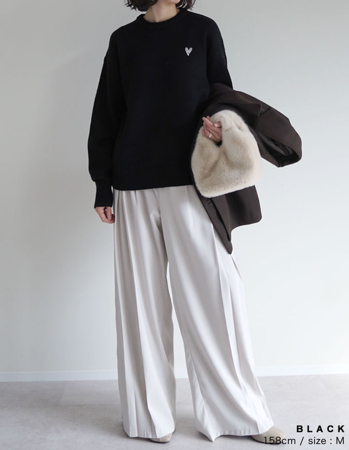 アルパカタッチハートワッペン付きニットトップス トップス 人気レディースファッション通販 リエディ