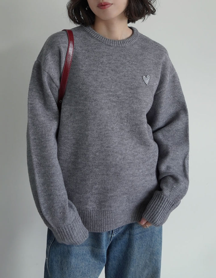 アルパカタッチハートワッペン付きニットトップス トップス 人気レディースファッション通販 リエディ