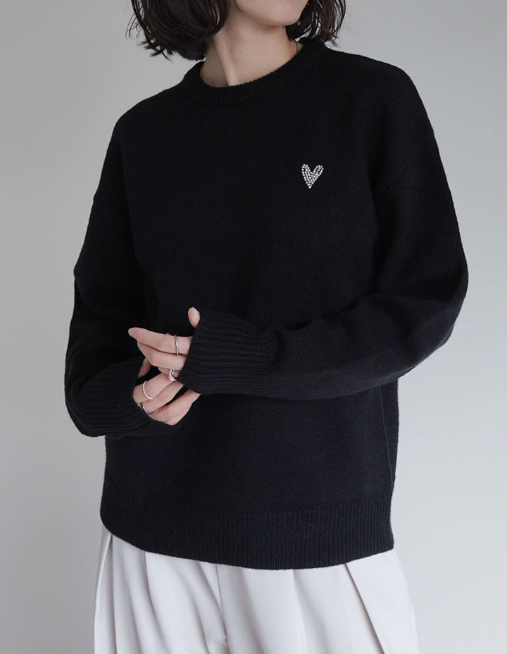 アルパカタッチハートワッペン付きニットトップス トップス 人気レディースファッション通販 リエディ