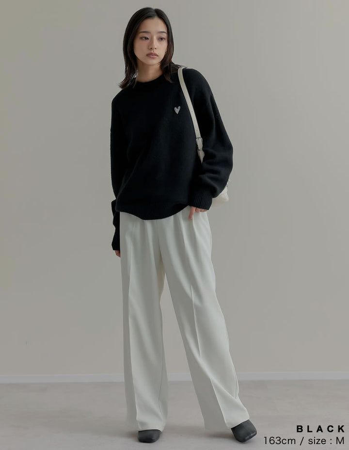 アルパカタッチハートワッペン付きニットトップス トップス 人気レディースファッション通販 リエディ