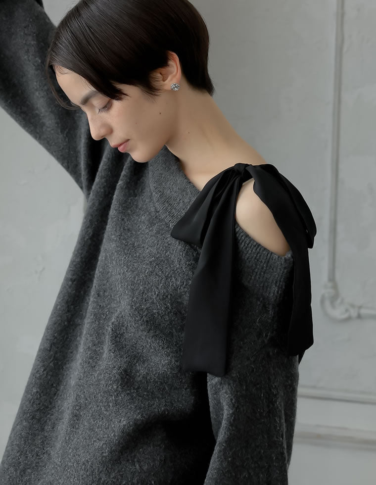 ショルダーリボンニットワンピース - ワンピース通販 | 人気レディース